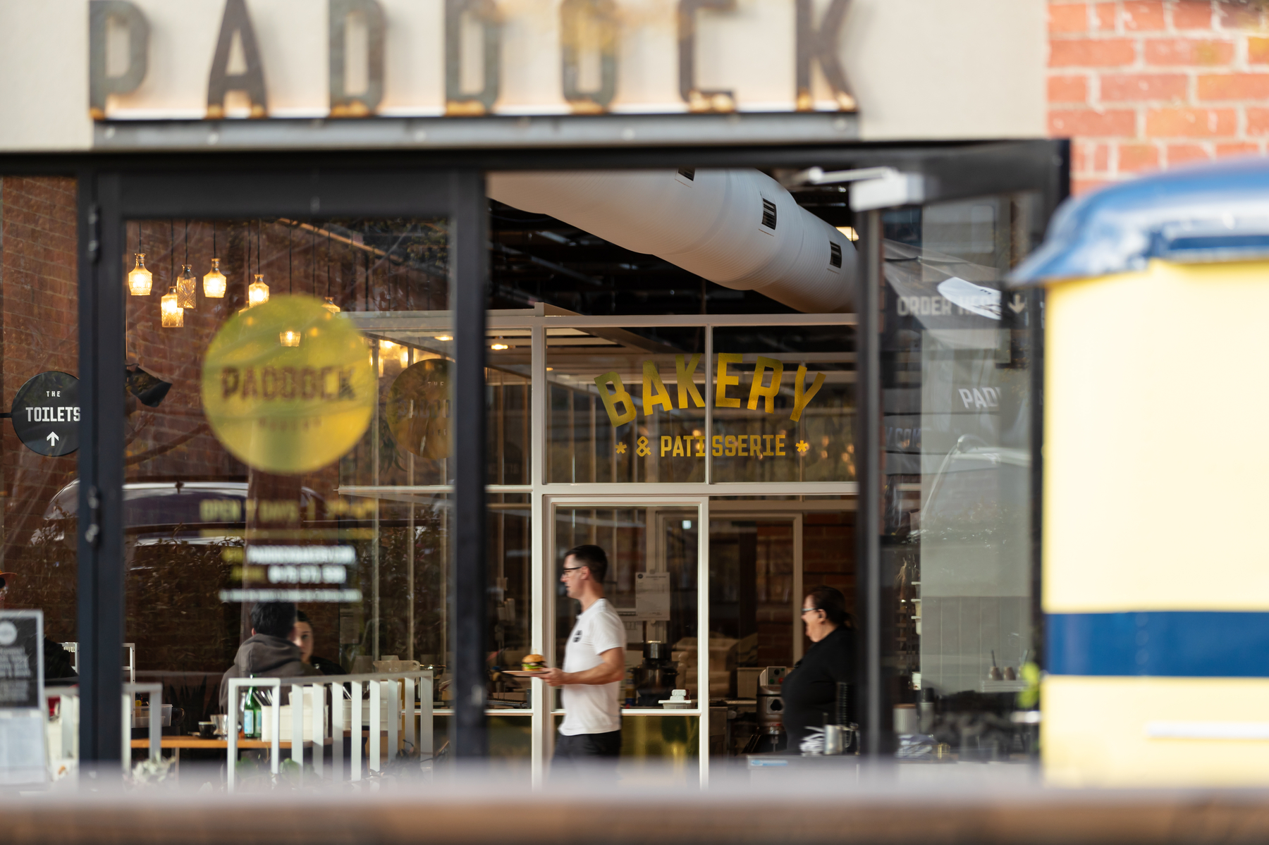 Front door view of the brand new Paddock bakery within the Federal Mills precinct in North Geelong