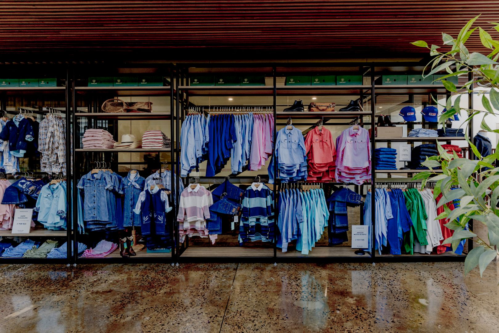 RB Sellars retail store in Geelong featuring a modern retail fitout with timber finishes, open shelving and kidsware apparel on display.